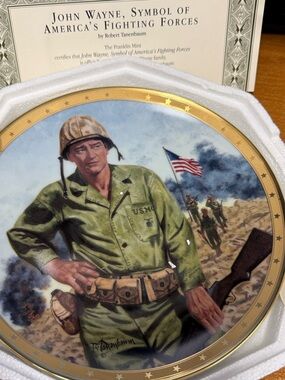John Wayne - The Franklin Mint - Collectors Plate - 24k Gold - Robert Tanenbaum